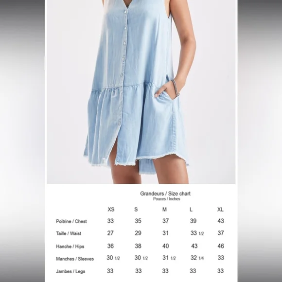 NWT MELISSA NEPTON white wash denim look dress with raw hem - Picture 2 of 4